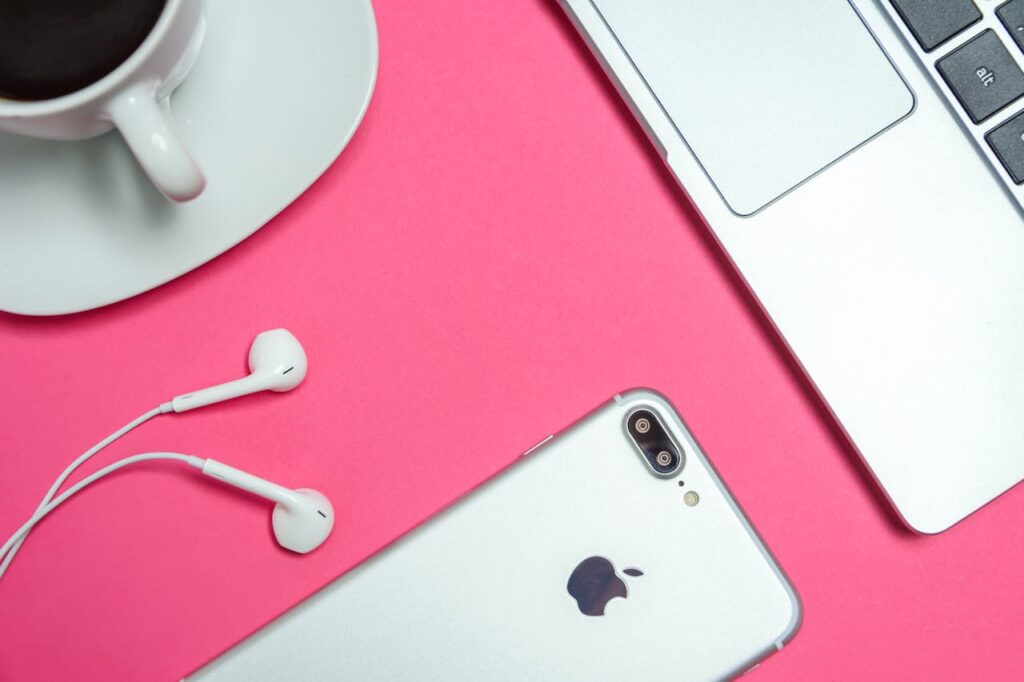 Apple devices and coffee